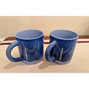 Set of 2 Starbucks Blue Periwinkle Drip Ceramic Coffee Mug 2022, 14 oz.
